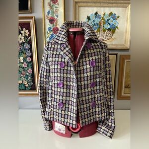 Stylish Purple Checkered Women's Jacket